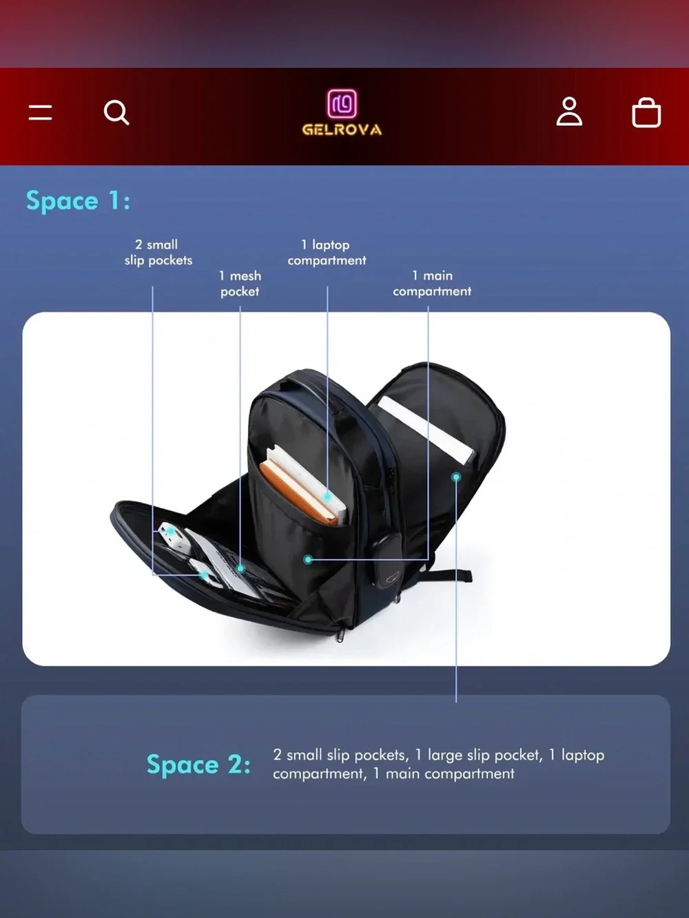 Gelrova LuminaPack X1 Black LED Motorcycle Backpack 16.6”